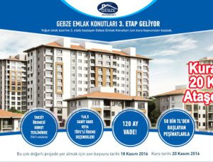 Gebze Emlak Konutları 3. Etap’ın kurası 20 Kasım’da
