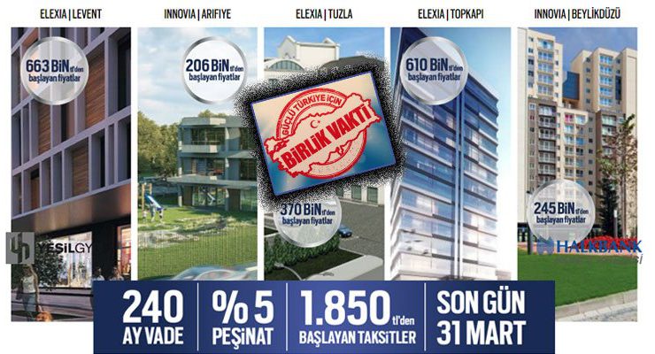 Yeşil GYO’dan yüzde 5 peşinata 1850 TL taksitle 240 ay vade