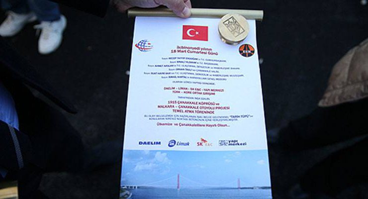 1915 Çanakkale Köprüsü’nün nirengi noktasına tarih tüpü