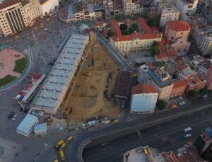 Taksim Cami inşaatındaki son durum havadan görüntülendi