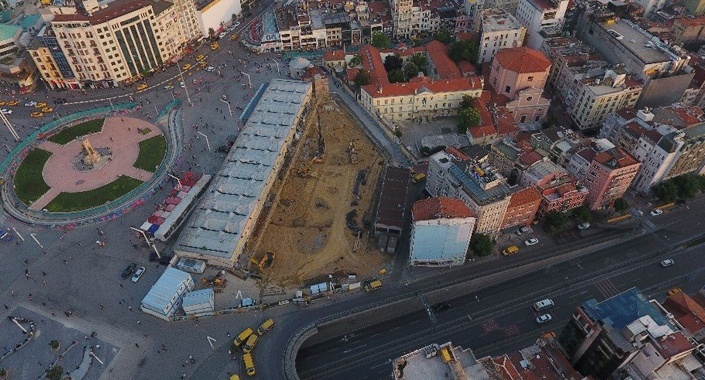 Taksim Cami inşaatındaki son durum havadan görüntülendi