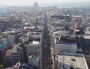 İstiklal Caddesi’ndeki çalışmalar havadan görüntülendi
