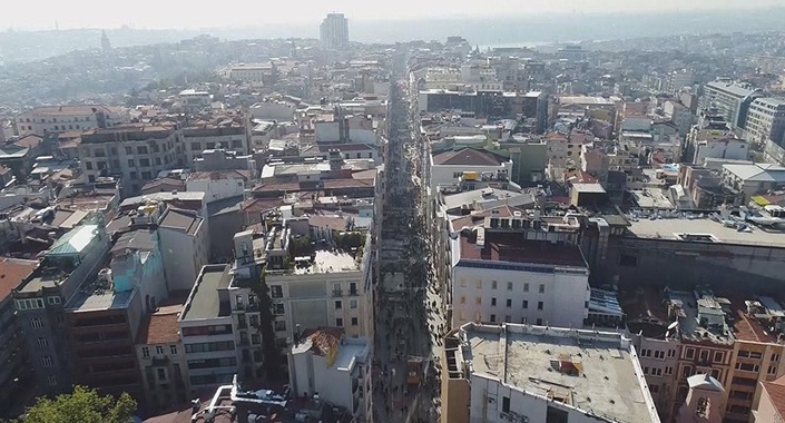 İstiklal Caddesi’ndeki çalışmalar havadan görüntülendi