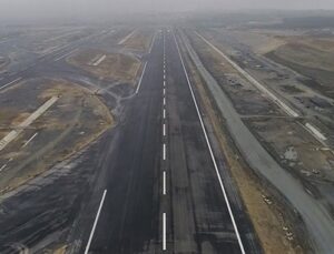 Üçüncü havalimanının biten pisti havadan görüntülendi