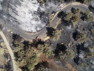 Antalya’da yanan 60 hektarlık alan havadan görüntülendi﻿﻿