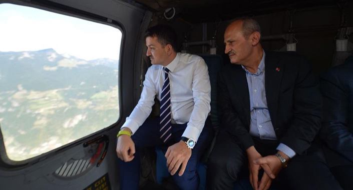 Bakan Turhan ve Pakdemirli Yusufeli Barajı’nı havadan inceledi