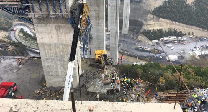 Kuzey Marmara Otoyolu çalışmasında beton blok düştü