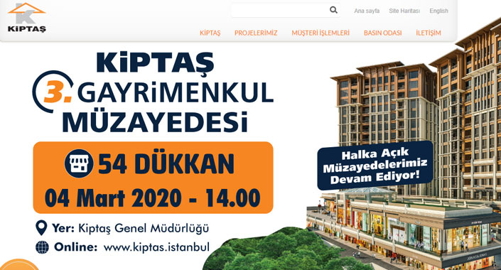 KİPTAŞ’ın 3. Gayrimenkul Müzayedesi 4 Mart’ta