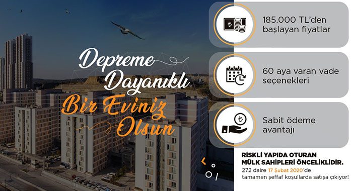 KİPTAŞ’tan riskli yapılarda oturanlara 185 bin liraya daire!