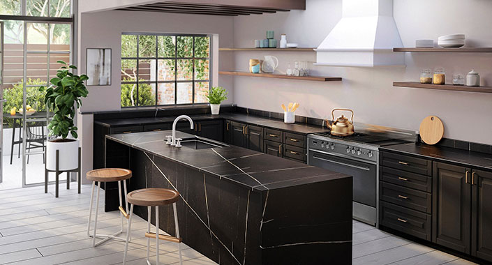 Cosentino Silestone markasında Siyah ve beyaz zıtlığı