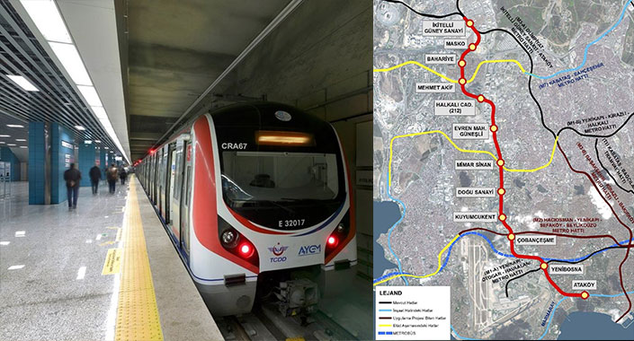 Ataköy İkitelli Metro Haritası, istasyonları ve güzergahı