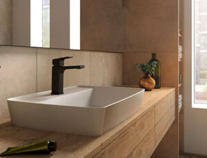 Geometrik formlu E.C.A. Tiera armatür serisi kullanımda