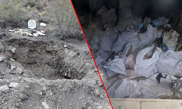 Artvin Yusufeli’nde mezarlar açıldı, kemikler çuvala kondu