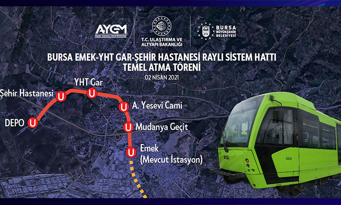 Bursa Şehir Hastanesi Metro Hattı’nda çalışma başlıyor