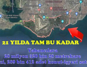 21 yılda Bakırköy kadar arazi yabancılara satıldı