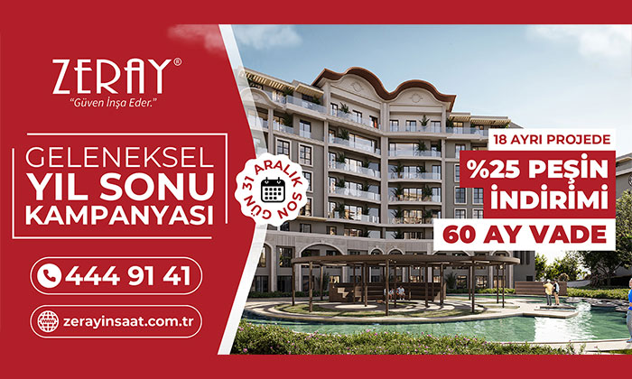 Zeray’dan 18 projede yılsonu kampanyası! Yüzde 25 indirim!