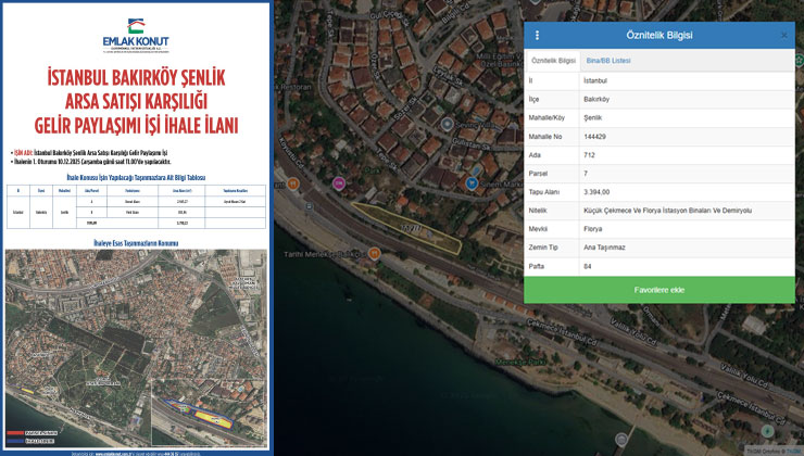 Emlak Konut GYO, Bakırköy Şenlik Mahallesi’nde arsa ihalesine çıkıyor