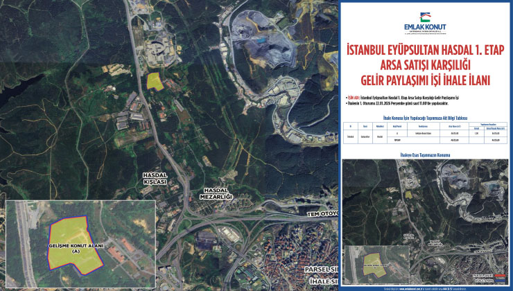Emlak Konut GYO İstanbul Eyüpsultan Hasdal’da ihaleye çıkıyor