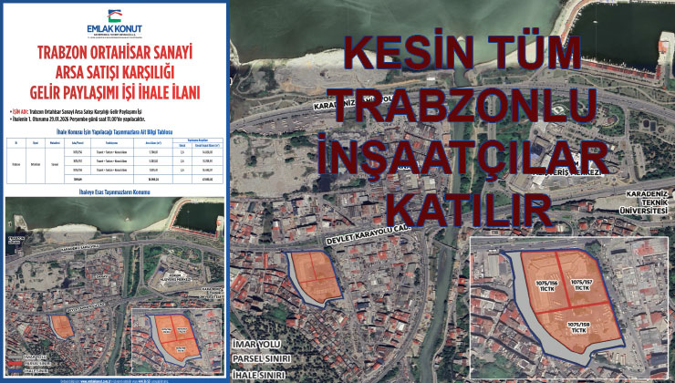 Emlak Konut GYO’dan Trabzon Ortahisar’da gelir paylaşımı ihalesi