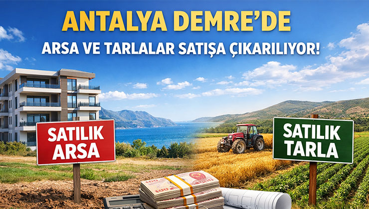 Antalya Demre Belediyesi 1 arsa, 2 tarla satacak