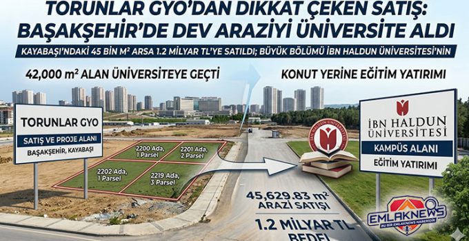 Torunlar GYO’dan İbn Haldun Üniversitesi’ne 1.2 milyar liralık arsa satışı!