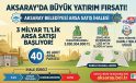 Aksaray, 3 milyar TL’lik arsa satışına çıkıyor: 40 parsel ihale edilecek