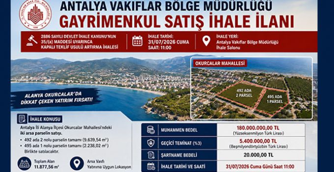Vakıflar, Alanya’da 180 milyon liraya otel arsası satıyor!
