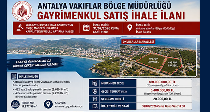 Vakıflar, Alanya’da 180 milyon liraya otel arsası satıyor!