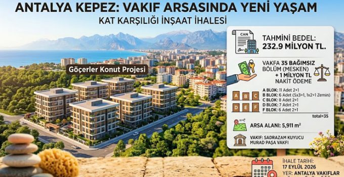 Antalya Vakıflar, Kepez’de en az 35 daire karşılığı konut yaptıracak