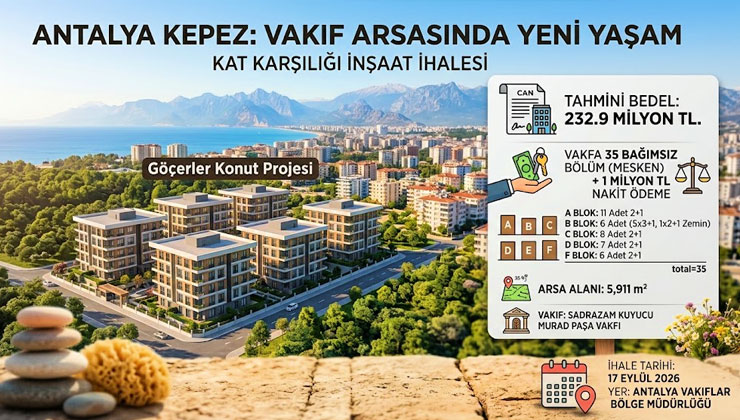 Antalya Vakıflar, Kepez’de en az 35 daire karşılığı konut yaptıracak