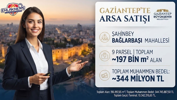 Gaziantep’teki 197 bin metrekarelik 9 parsel arsa satışa çıktı