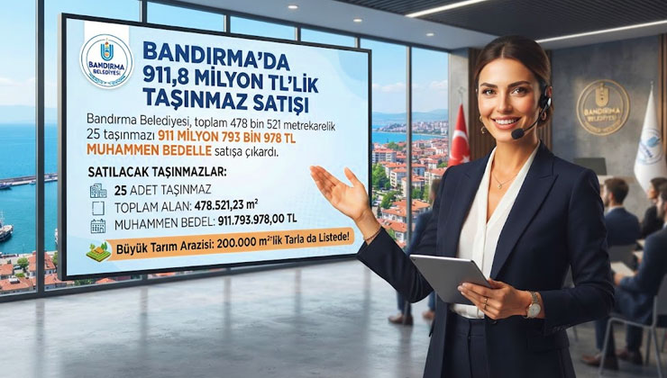 Bandırma’da 911,8 milyon liralık 25 taşınmaz satılacak