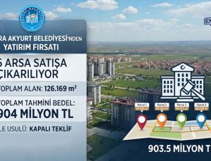 Akyurt Belediyesi 5 arsayı 904 milyon TL’ye satışa çıkarıyor